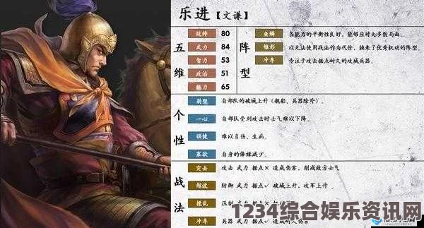 三国之志4乐进武将图鉴，英勇善战，独领风骚