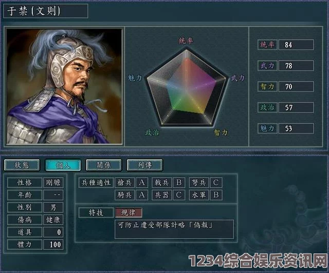 三国之志4于禁武将图鉴